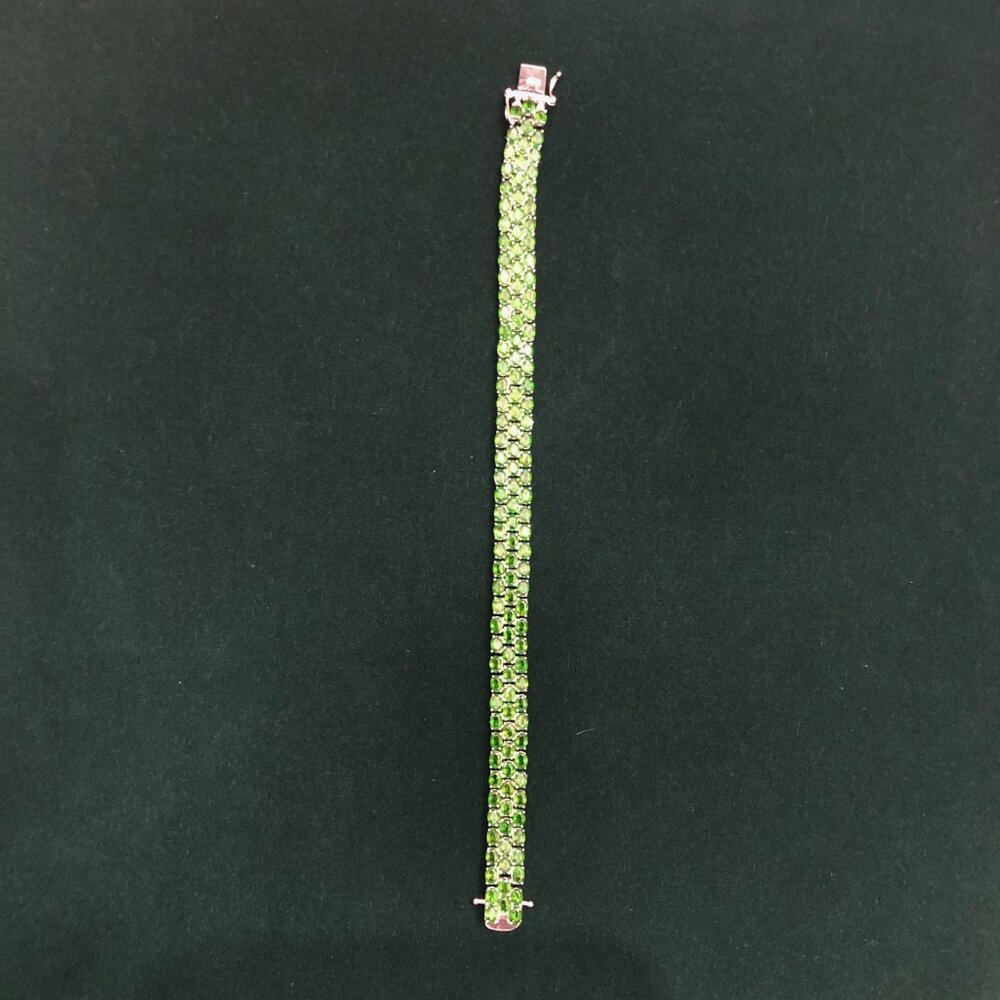 Oval & Round Russian Chrome Diopside Sterling 8 inch Silver Tennis Bracelet